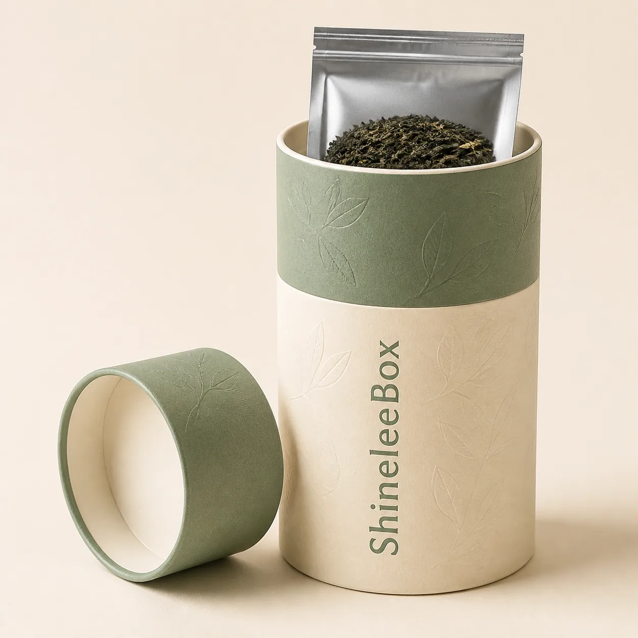 Custom Round Tea Tube Box with Telescoping Lid by ShineleeBox