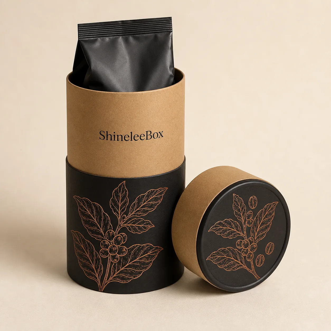 Custom Coffee Paper Tube with Telescoping Lid by ShineleeBox