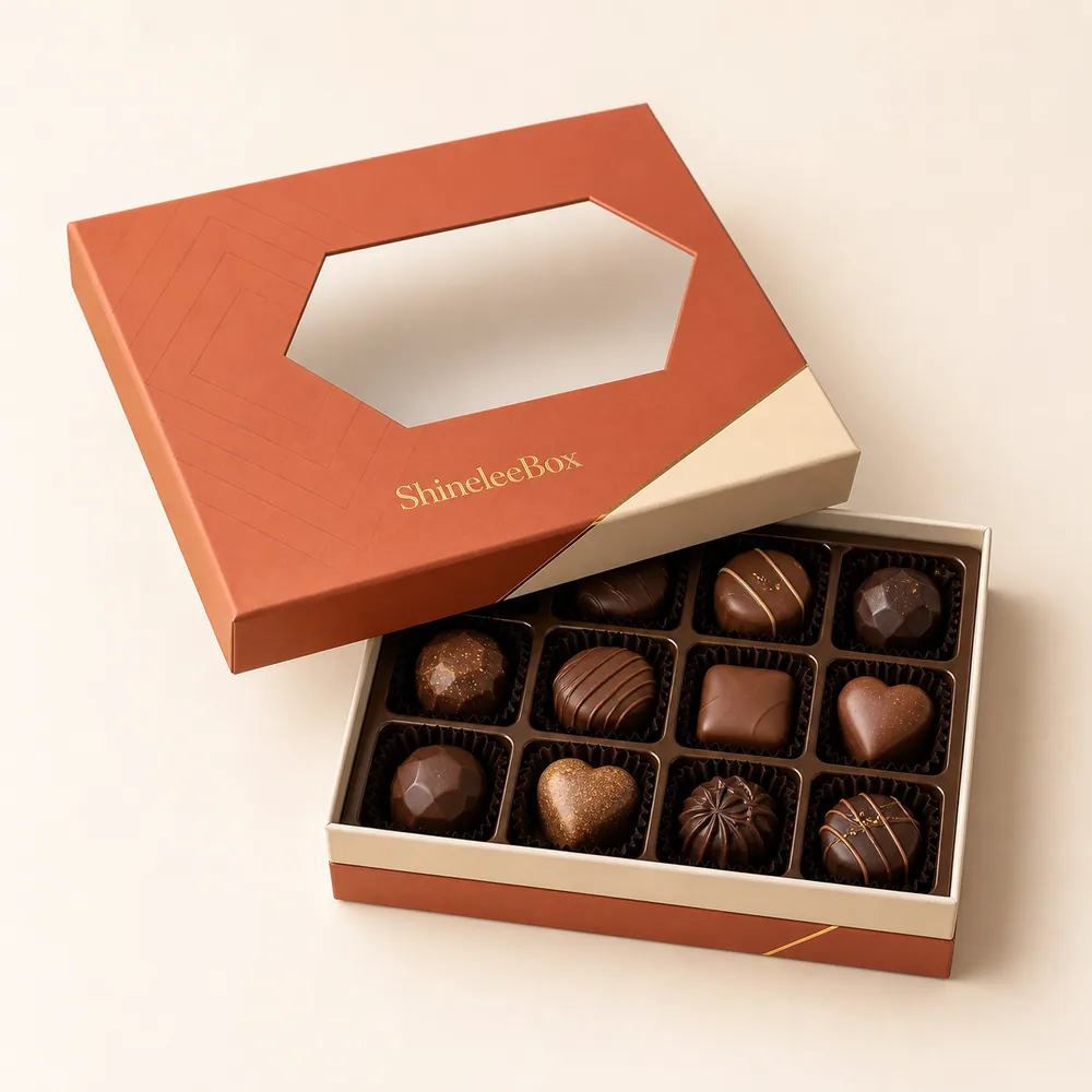 Custom Window Lid Chocolate Gift Box with Geometric Display by ShineleeBox