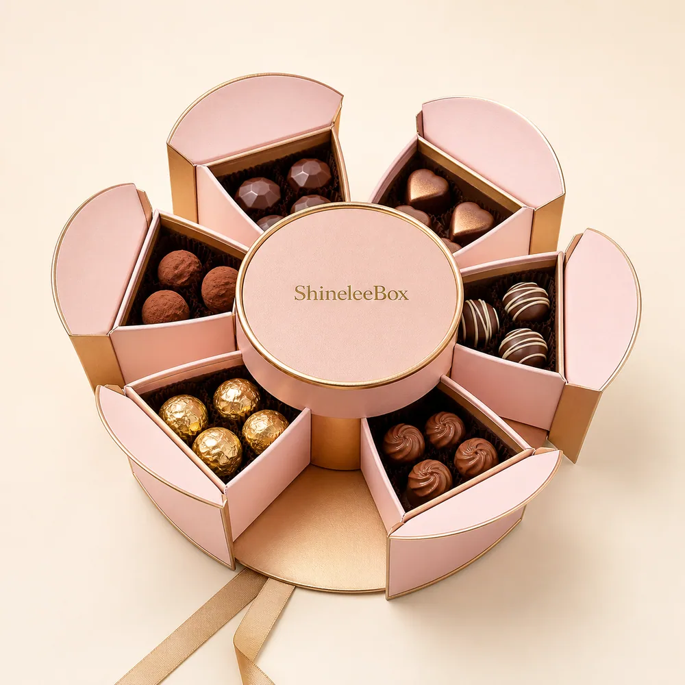 Flower-Petal Chocolate Gift Box with Six Opening Compartments by ShineleeBox