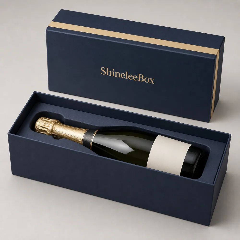 Horizontal Champagne Lid-and-Base Gift Box by ShineleeBox
