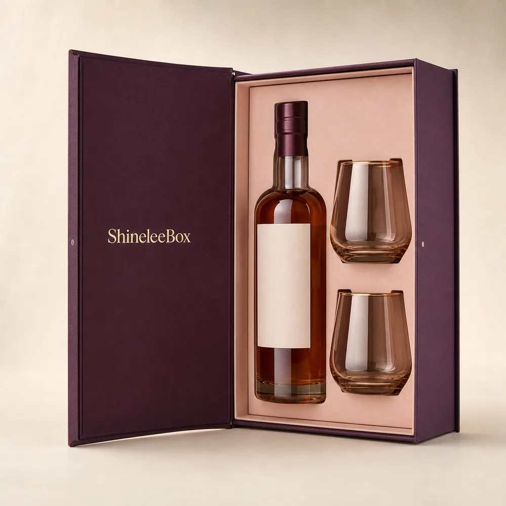 Spirits Bottle and Two-Glass Gift Set Box by ShineleeBox