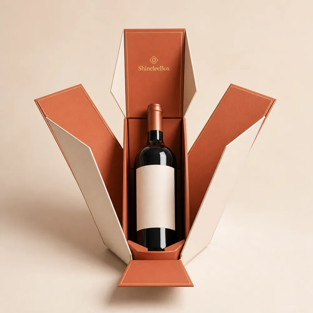 Fold-Open Wing Wine Bottle Gift Box by ShineleeBox