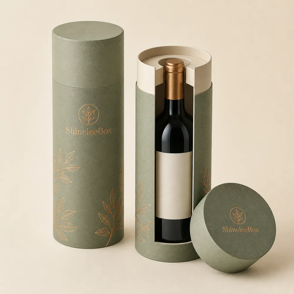 Round Wine Bottle Tube with Telescoping Lid