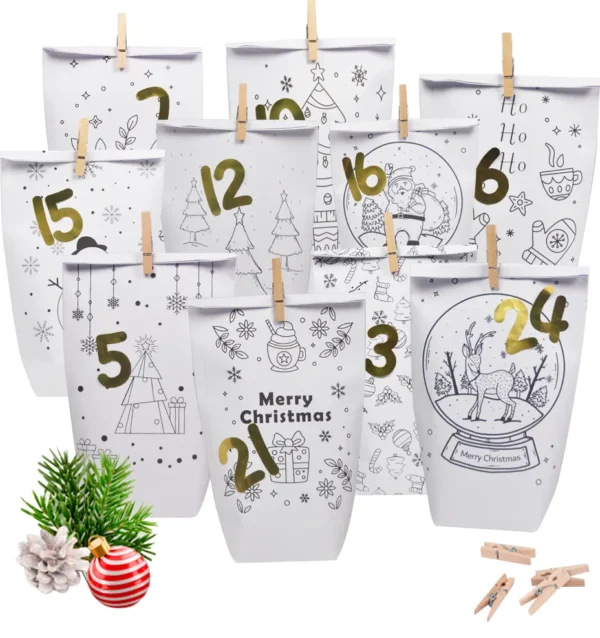 2024 New Christmas Gift Bag Set Custom Design Christmas Advent Calendar Box-2